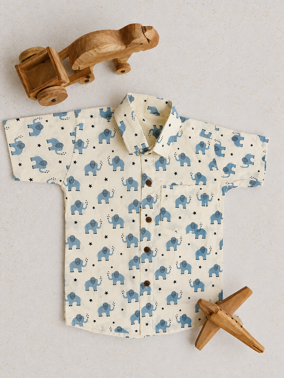 Blue Elephant Cotton Shirt