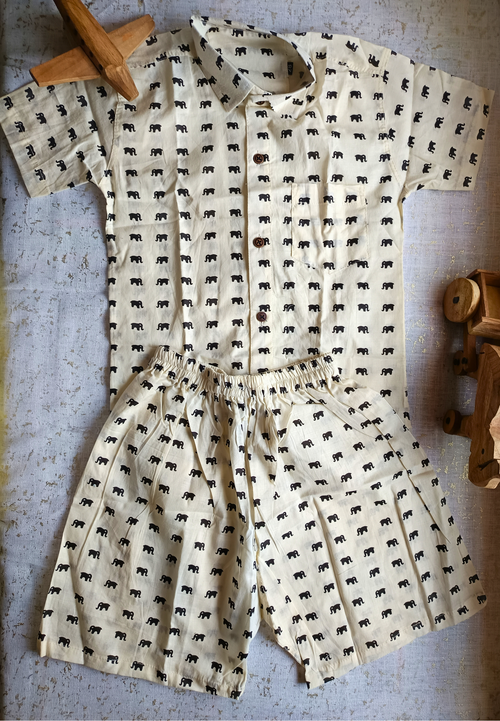 Classic Elephant Safari Cotton Co-ord Set