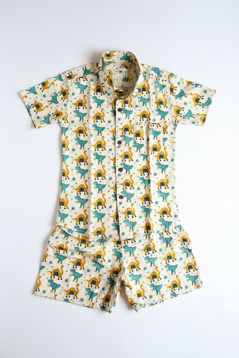 Dilkari Tiny Dino Trails Cotton Co-ord Set