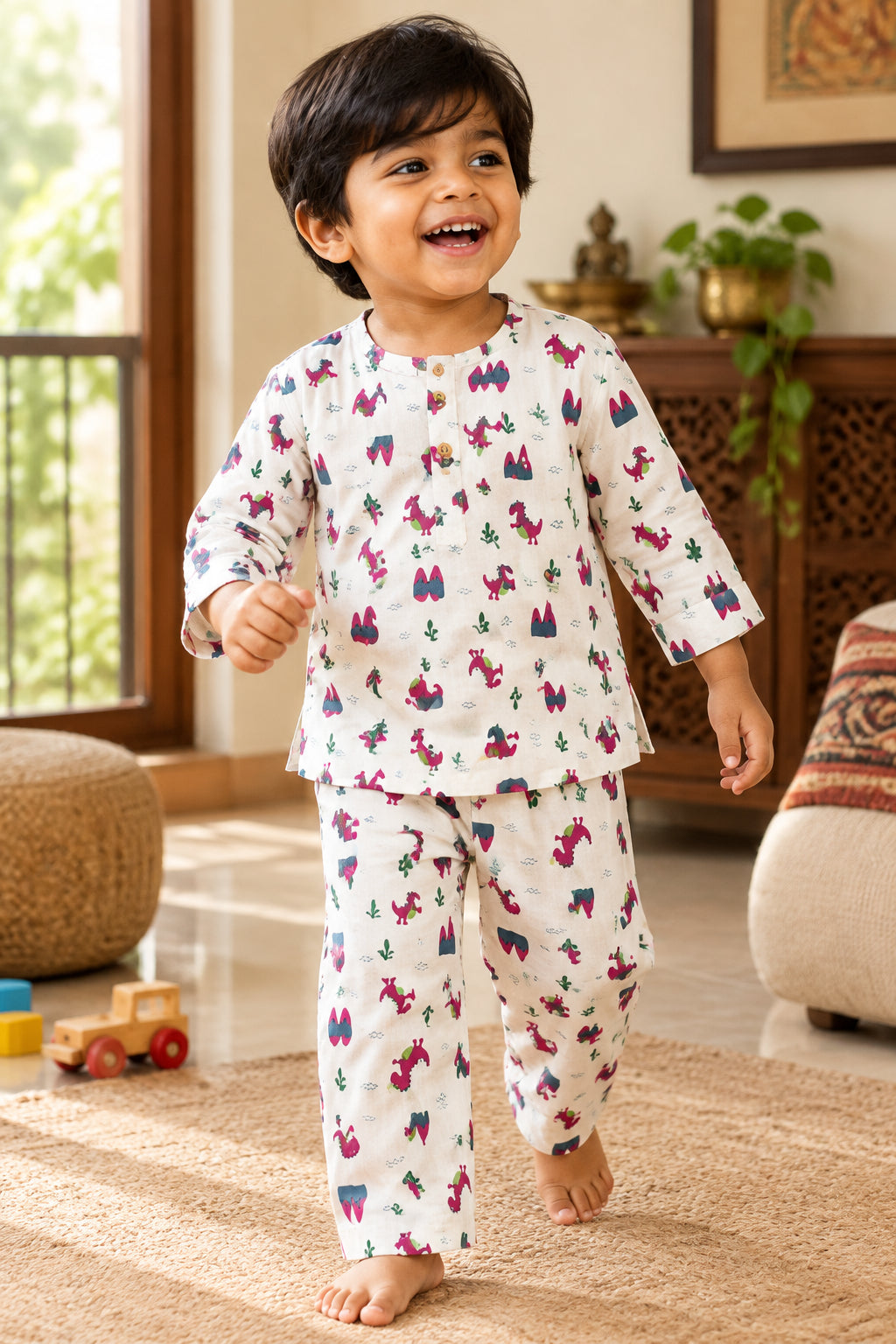 Doodly Dinosaurs Cotton Night Suit