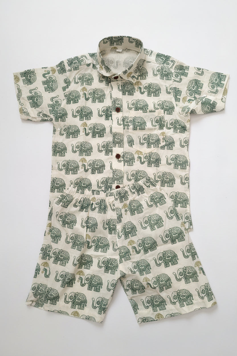 Elephant with an Umbrella Cotton Co-ord Set