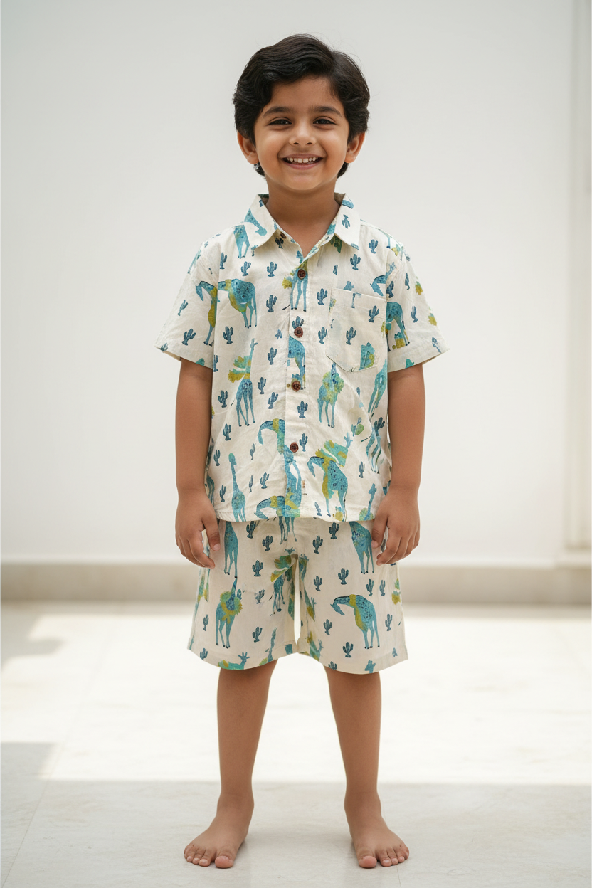 Joyful Giraffes Cotton Co-ord Set