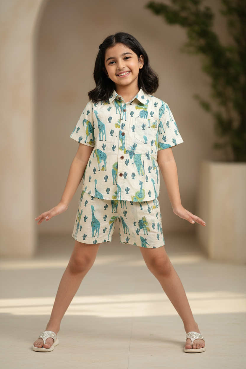Joyful Giraffes Cotton Co-ord Set
