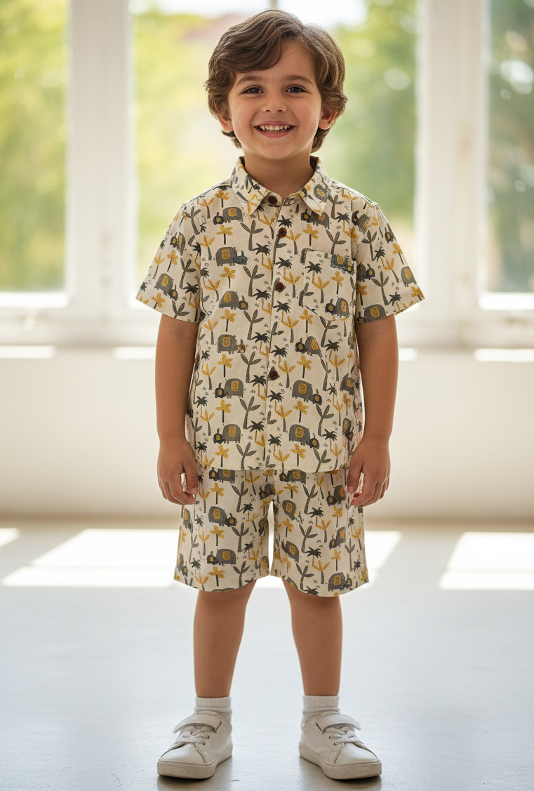 Mama and baby Elephant Cotton Co-ord Set