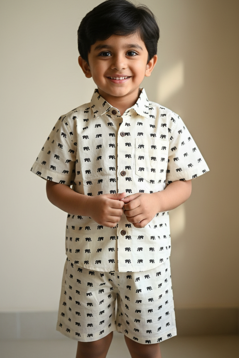 Classic Elephant Safari Cotton Co-ord Set