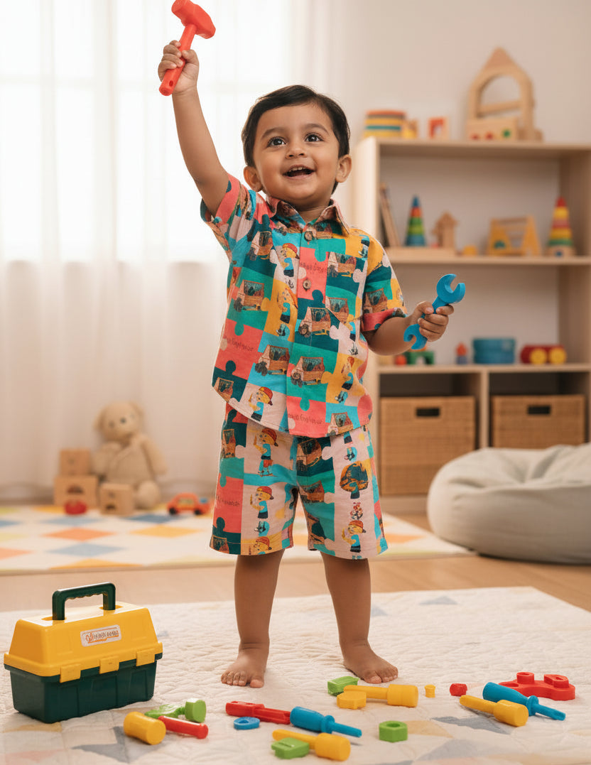 Mini Engineer Cotton Co-ord Set