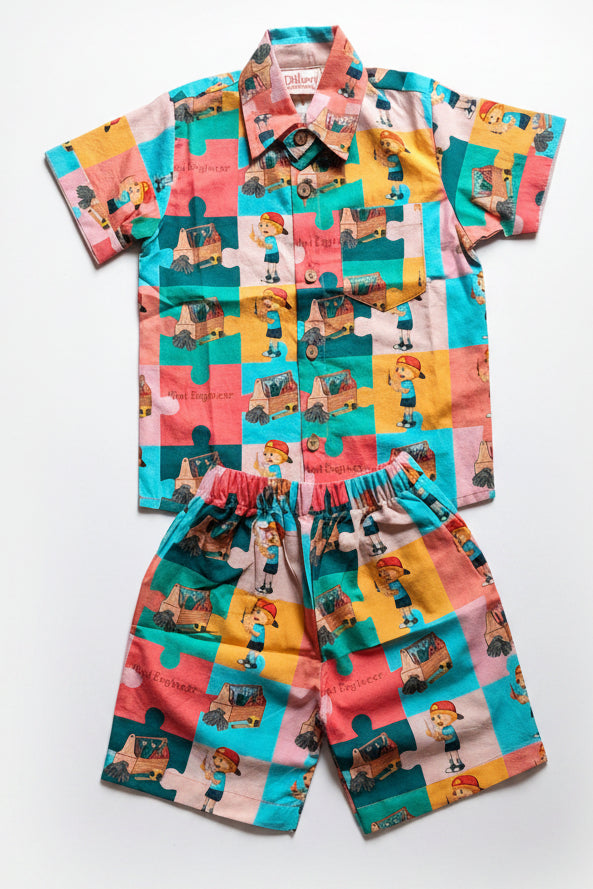 Mini Engineer Cotton Co-ord Set